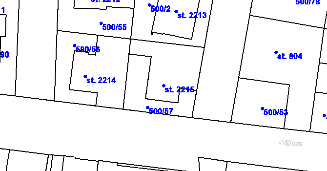 Parcela st. 2215 v KÚ Zábřeh-VŽ, Katastrální mapa