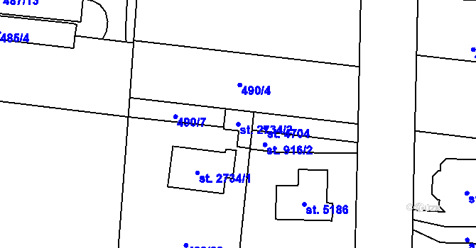 Parcela st. 2734/2 v KÚ Zábřeh-VŽ, Katastrální mapa
