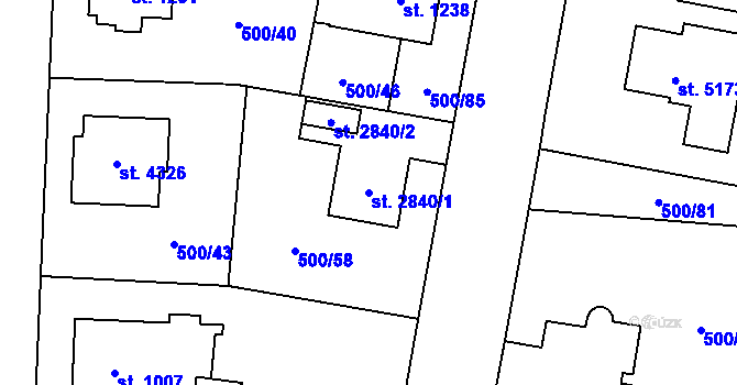 Parcela st. 2840/1 v KÚ Zábřeh-VŽ, Katastrální mapa