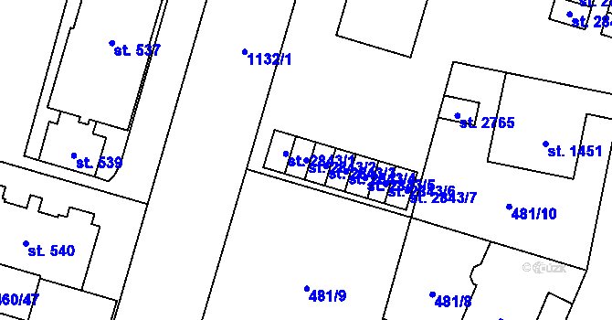 Parcela st. 2843/2 v KÚ Zábřeh-VŽ, Katastrální mapa
