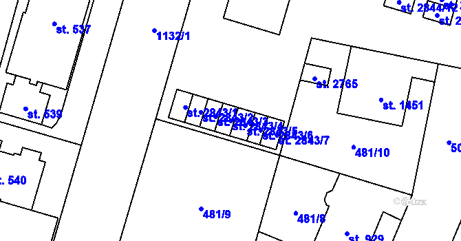 Parcela st. 2843/4 v KÚ Zábřeh-VŽ, Katastrální mapa