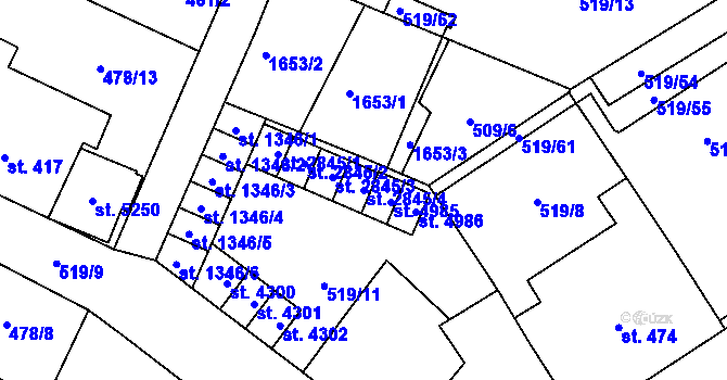 Parcela st. 2845/4 v KÚ Zábřeh-VŽ, Katastrální mapa