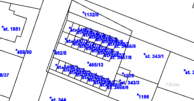 Parcela st. 3467/6 v KÚ Zábřeh-VŽ, Katastrální mapa