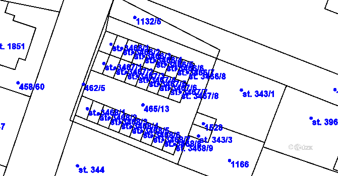 Parcela st. 3467/7 v KÚ Zábřeh-VŽ, Katastrální mapa