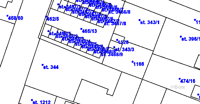 Parcela st. 3468/9 v KÚ Zábřeh-VŽ, Katastrální mapa