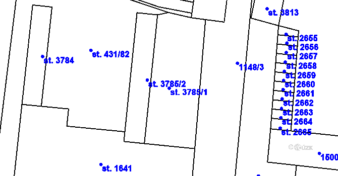 Parcela st. 3785/1 v KÚ Zábřeh-VŽ, Katastrální mapa