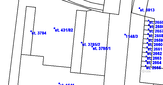 Parcela st. 3785/2 v KÚ Zábřeh-VŽ, Katastrální mapa