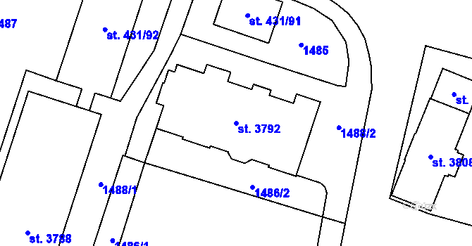 Parcela st. 3792 v KÚ Zábřeh-VŽ, Katastrální mapa