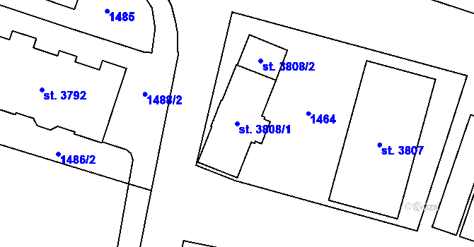 Parcela st. 3808/1 v KÚ Zábřeh-VŽ, Katastrální mapa