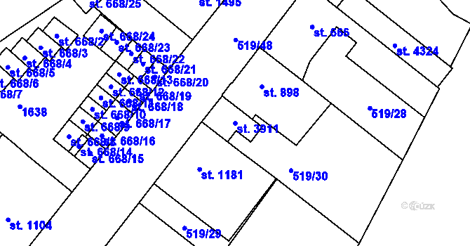 Parcela st. 3911 v KÚ Zábřeh-VŽ, Katastrální mapa