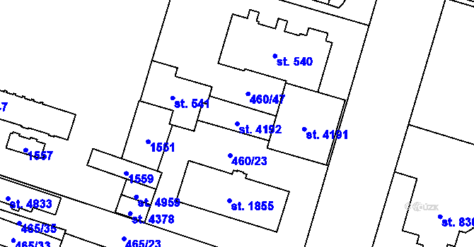 Parcela st. 4192 v KÚ Zábřeh-VŽ, Katastrální mapa