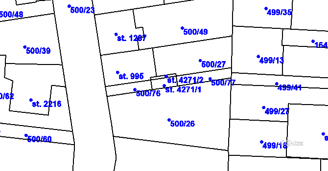 Parcela st. 4271/1 v KÚ Zábřeh-VŽ, Katastrální mapa