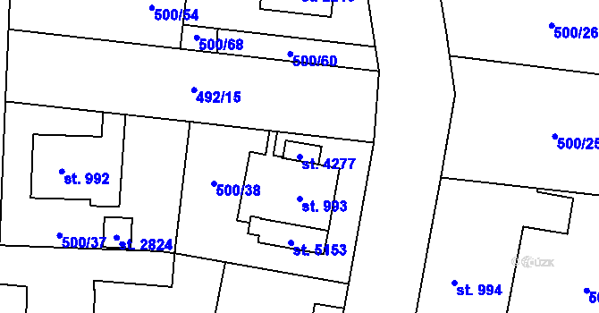 Parcela st. 4277 v KÚ Zábřeh-VŽ, Katastrální mapa