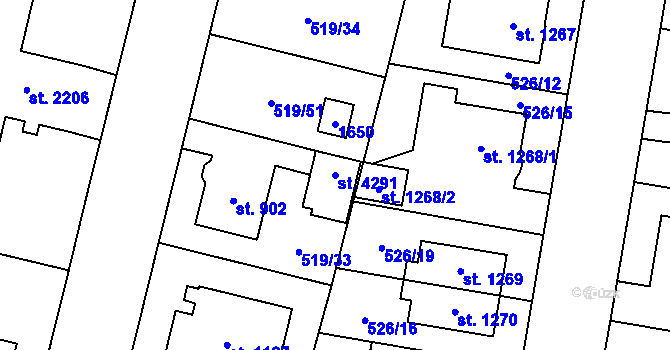 Parcela st. 4291 v KÚ Zábřeh-VŽ, Katastrální mapa