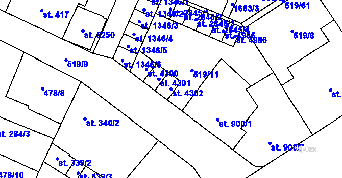 Parcela st. 4302 v KÚ Zábřeh-VŽ, Katastrální mapa
