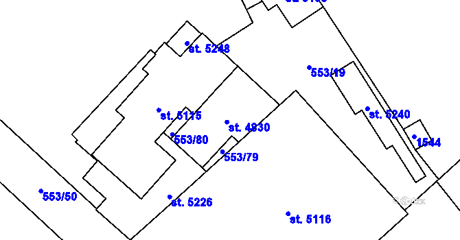 Parcela st. 4830 v KÚ Zábřeh-VŽ, Katastrální mapa