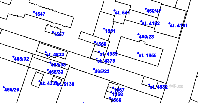 Parcela st. 4959 v KÚ Zábřeh-VŽ, Katastrální mapa