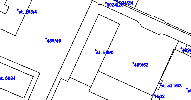 Parcela st. 5090 v KÚ Zábřeh-VŽ, Katastrální mapa