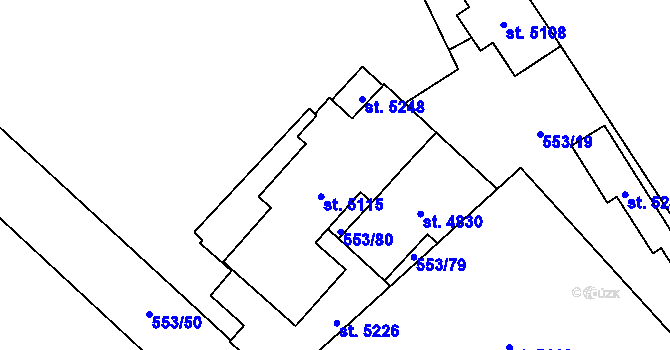 Parcela st. 5115 v KÚ Zábřeh-VŽ, Katastrální mapa