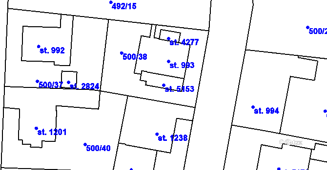 Parcela st. 5153 v KÚ Zábřeh-VŽ, Katastrální mapa