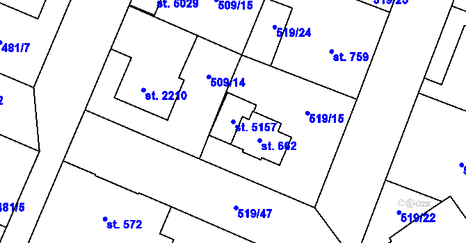 Parcela st. 5157 v KÚ Zábřeh-VŽ, Katastrální mapa