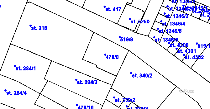 Parcela st. 478/8 v KÚ Zábřeh-VŽ, Katastrální mapa