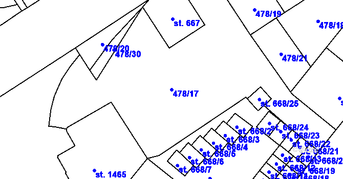 Parcela st. 478/17 v KÚ Zábřeh-VŽ, Katastrální mapa