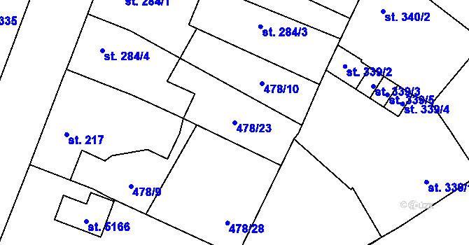 Parcela st. 478/23 v KÚ Zábřeh-VŽ, Katastrální mapa