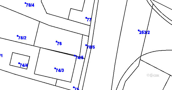 Parcela st. 78/5 v KÚ Kunčice nad Ostravicí, Katastrální mapa