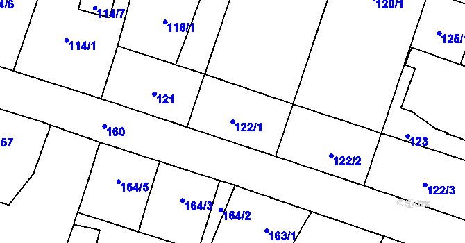 Parcela st. 122/1 v KÚ Kunčice nad Ostravicí, Katastrální mapa