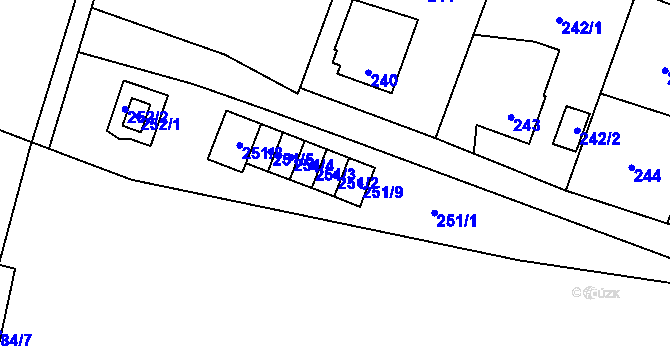 Parcela st. 251/2 v KÚ Kunčice nad Ostravicí, Katastrální mapa