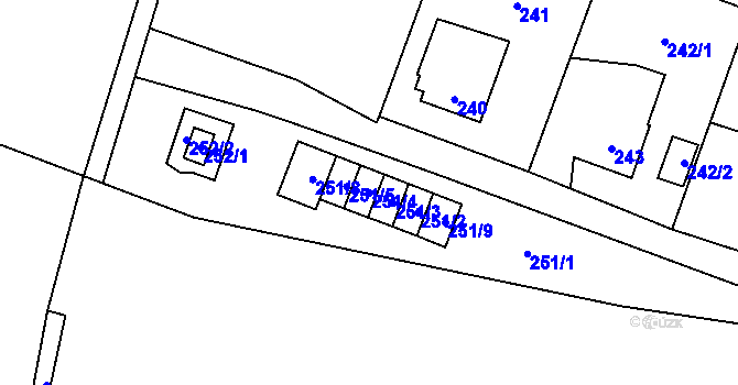 Parcela st. 251/4 v KÚ Kunčice nad Ostravicí, Katastrální mapa