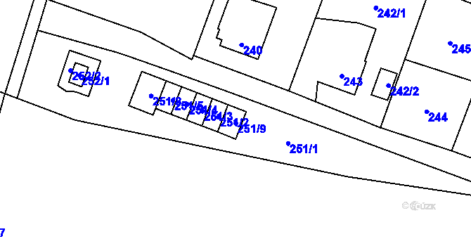 Parcela st. 251/9 v KÚ Kunčice nad Ostravicí, Katastrální mapa