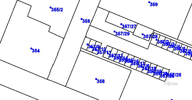 Parcela st. 357/11 v KÚ Kunčice nad Ostravicí, Katastrální mapa
