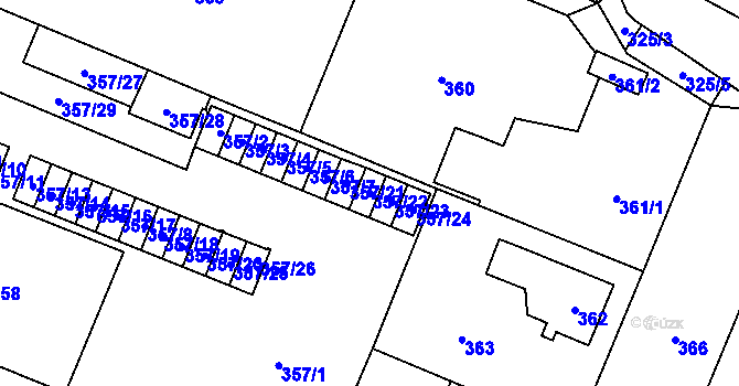 Parcela st. 357/22 v KÚ Kunčice nad Ostravicí, Katastrální mapa
