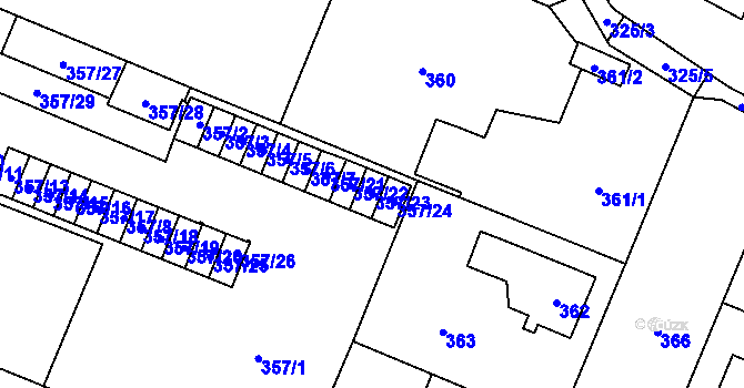 Parcela st. 357/23 v KÚ Kunčice nad Ostravicí, Katastrální mapa