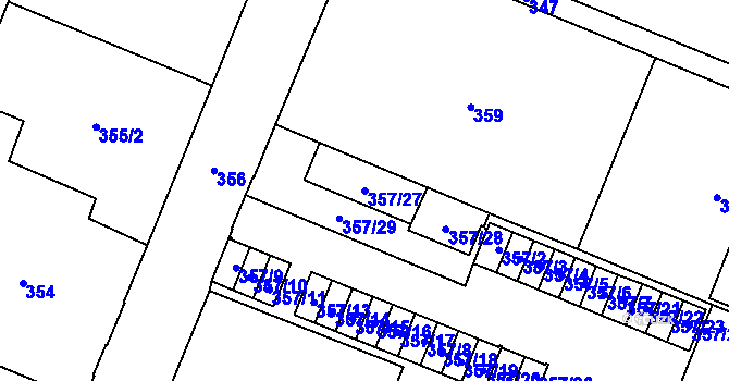 Parcela st. 357/27 v KÚ Kunčice nad Ostravicí, Katastrální mapa