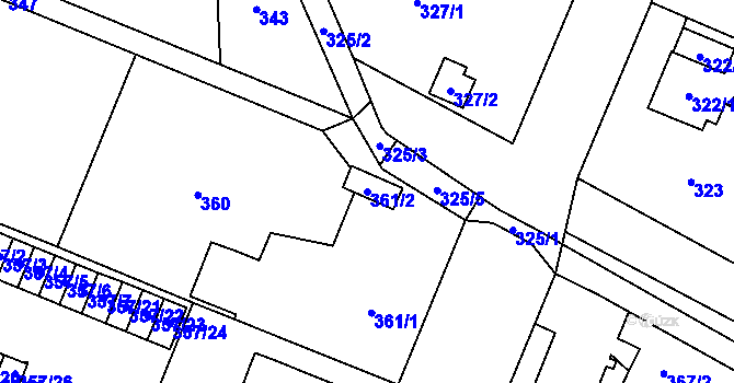 Parcela st. 361/2 v KÚ Kunčice nad Ostravicí, Katastrální mapa