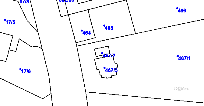 Parcela st. 467/2 v KÚ Kunčice nad Ostravicí, Katastrální mapa