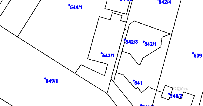 Parcela st. 543/1 v KÚ Kunčice nad Ostravicí, Katastrální mapa