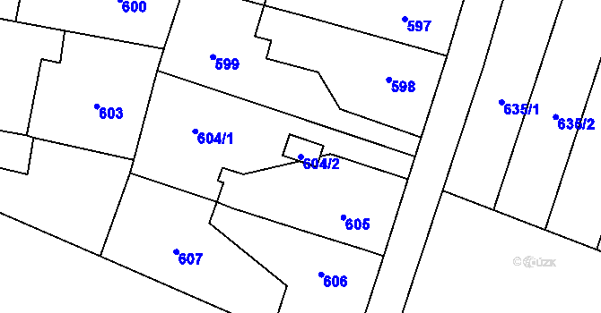 Parcela st. 604/2 v KÚ Kunčice nad Ostravicí, Katastrální mapa