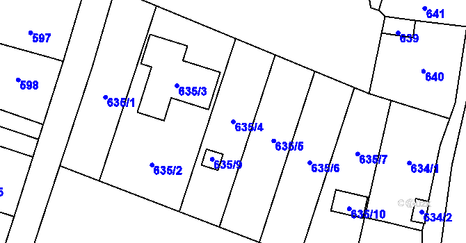 Parcela st. 635/4 v KÚ Kunčice nad Ostravicí, Katastrální mapa