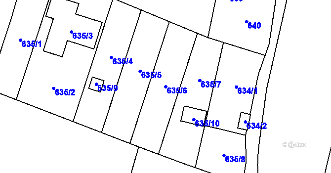 Parcela st. 635/6 v KÚ Kunčice nad Ostravicí, Katastrální mapa