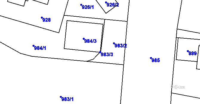 Parcela st. 983/3 v KÚ Kunčice nad Ostravicí, Katastrální mapa
