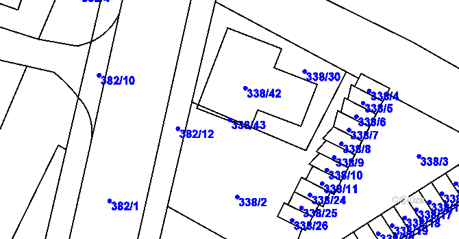 Parcela st. 338/43 v KÚ Kunčice nad Ostravicí, Katastrální mapa