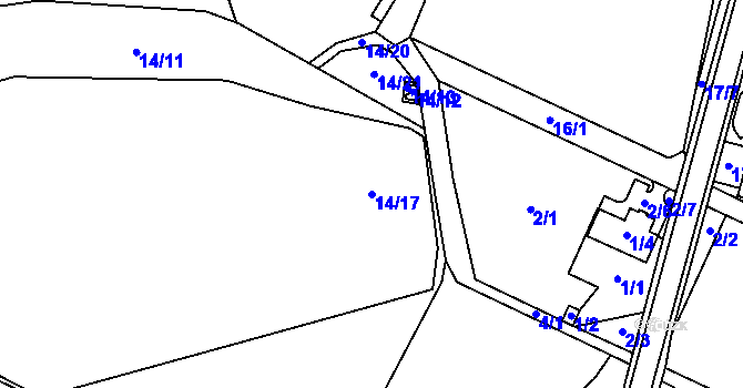 Parcela st. 14/17 v KÚ Kunčice nad Ostravicí, Katastrální mapa