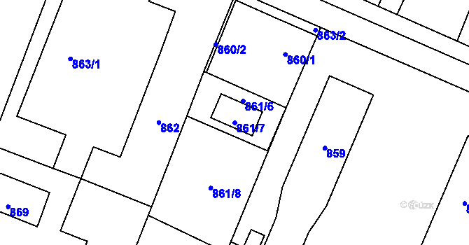 Parcela st. 861/7 v KÚ Kunčičky, Katastrální mapa