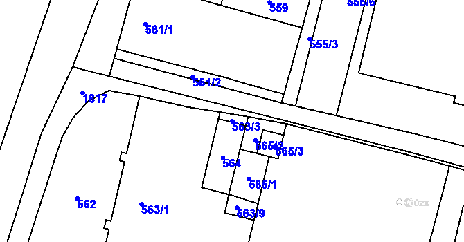 Parcela st. 563/3 v KÚ Kunčičky, Katastrální mapa