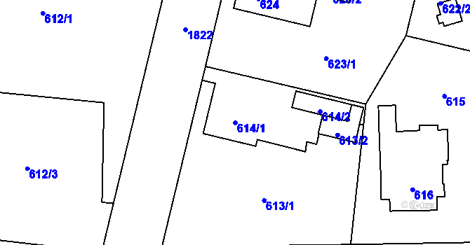 Parcela st. 614/1 v KÚ Kunčičky, Katastrální mapa
