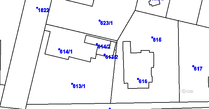 Parcela st. 613/2 v KÚ Kunčičky, Katastrální mapa